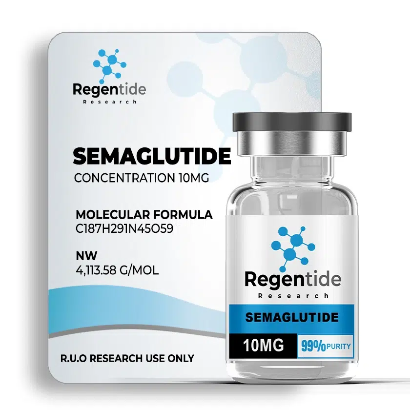 Semaglutide injection vial, promoting weight loss, blood sugar regulation, and metabolic health.